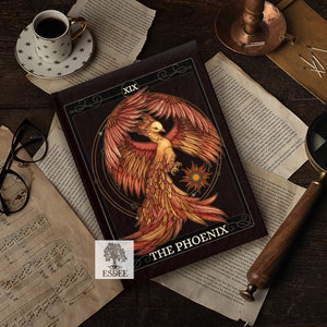 The Phoenix Tarot Card Custom Hardcover Notizbuch, Magisches Mystisches Tarot Lese Journal, Kleines Grimoire Buch, Personalisiert Schreibwaren