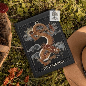 Dragon Tarot Card Custom Hardcover Notebook, Mystical Tarot Reading Journal, Magical Fantasy Small Grimoire Book, Papelería personalizada