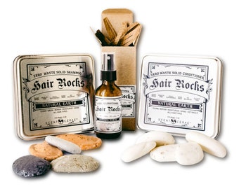 Hair Rocks Solid Shampoo and Conditioner Rocks + Leave in Conditioner Gift Set