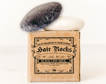 Hair Rocks Zero Waste Solid Shampoo and Conditioner Rocks~Plastic Free~Sustainable~Plant based~Wash hair with natural earth rocks