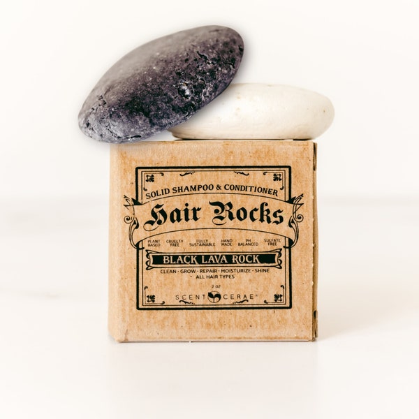 Hair Rocks Zero Waste Solid Shampoo and Conditioner Rocks~Plastic Free~Sustainable~Plant based~Wash hair with natural earth rocks