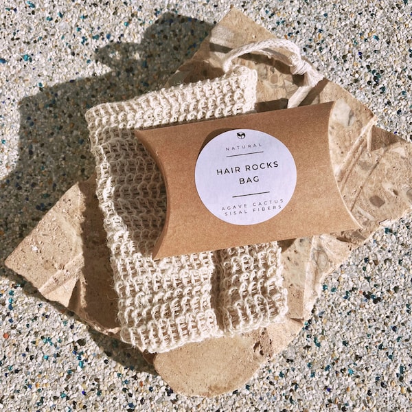Soap Saver Loofa Bag made from 100% natural sisal fibers~Hair Rocks Shampoo Bag~Zero Waste