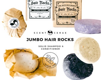 Hair Rocks Solid Shampoo and/or Conditioner Full Sized Bars~Plastic Free~Zero Waste~Wash hair with natural hair rocks