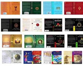 ESCALA 1:24 - Portadas de libros de fantasía imprimibles - 4 sets de libros - PDF