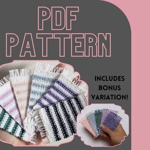 May include: A PDF pattern for crocheting a set of colorful striped rugs. The pattern includes a bonus variation.