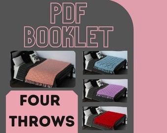 PDF Knitting Patterns Booklet - Four Dollhouse Throw Blankets - 1:12 Scale