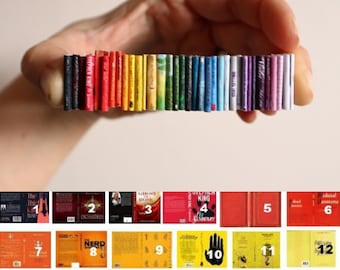 1:24 SCALE - Rainbow Printable Miniature Book Covers - 35 Covers in PDF