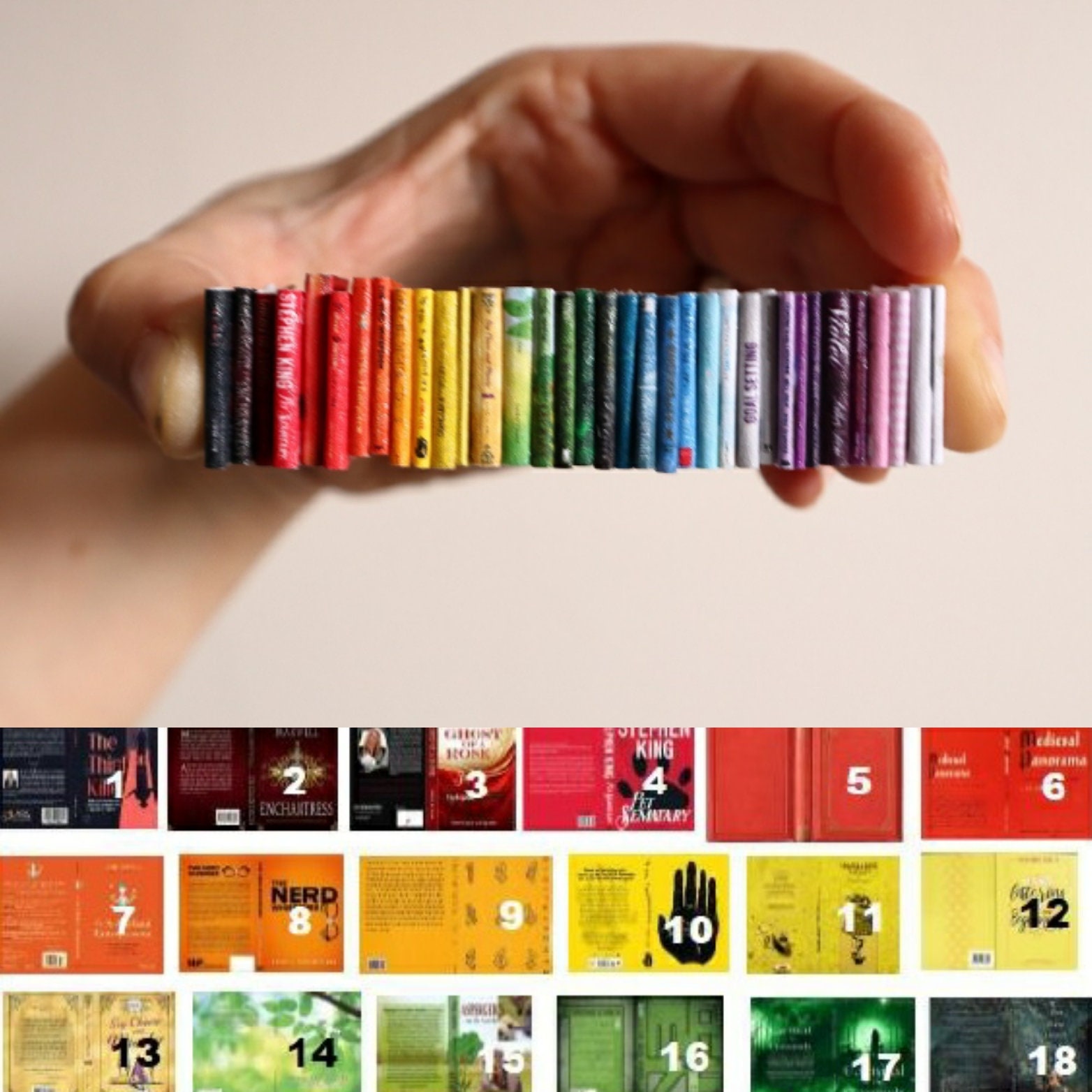 1:12 SCALE - Rainbow Printable Miniature Book Covers - 35 Covers in PDF - Etsy for Free 1 12 Scale Printables Books