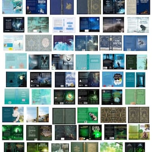 1:6 SCALE - Blue and Green Printable Miniature Book Covers - 65 Covers in PDF