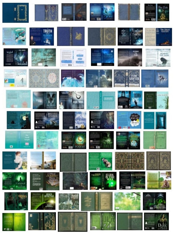1:12 SCALE Blue and Green Printable Miniature Book Covers - Etsy