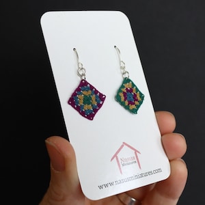 Micro Crochet Earrings - Granny Squares Classic (Mismatched)