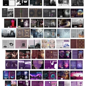 1:12 SCALE - Black White Purple Printable Miniature Book Covers - 65 Covers in PDF