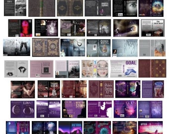 1:12 SCALE - Black White Purple Printable Miniature Book Covers - 65 Covers in PDF