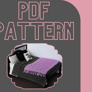Wzór do robienia na drutach w formacie PDF - Narzuta na domek dla lalek - Diamentowy plaster miodu - Skala 1:12