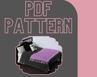 PDF Knitting Pattern - Dollhouse Throw Blanket - Diamond Honeycomb - 1:12 Scale
