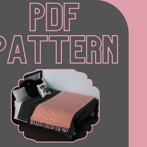 Wzór do robienia na drutach w formacie PDF - Narzuta na domek dla lalek - Diamond Boarder - Skala 1:12
