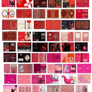 1:24 SCALE - Red and Pink Printable Miniature Book Covers - 65 Covers in PDF