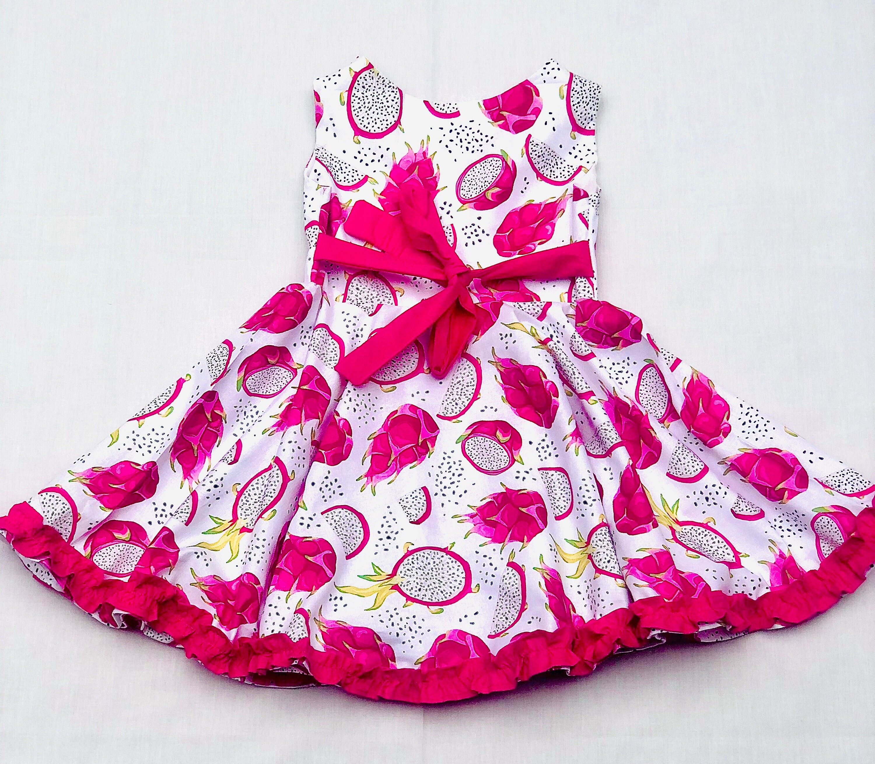 Girls summer dress fruit dress dragon fruit dress birthday Etsy