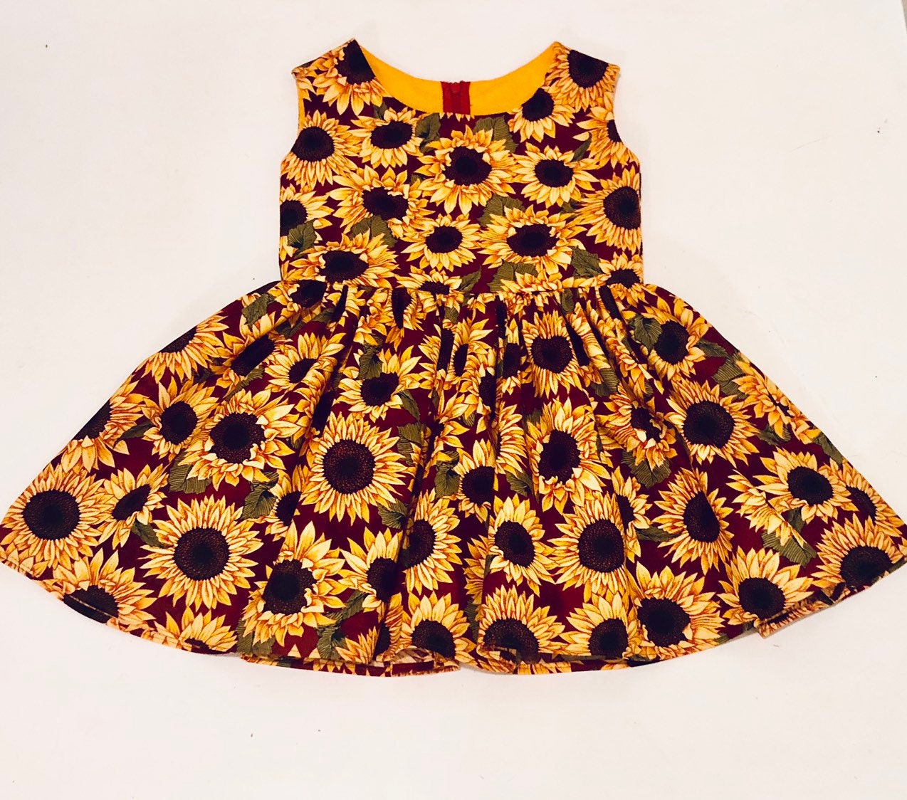 Girls sunflower dress maroon dress family pictures dress Etsy