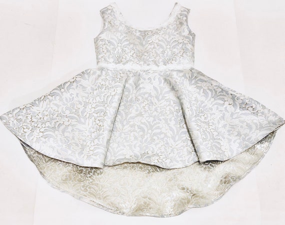 Girls Holiday Party Dress, Special Occasion Dress, Wedding Dress for Girls, Silver and Gold Dress, Girls Fancy Dress, Girl Christmas Dress