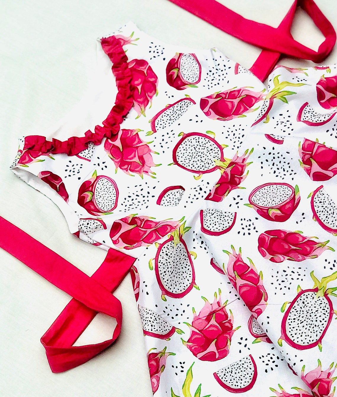 Girls summer dress fruit dress dragon fruit dress birthday Etsy