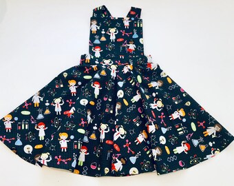 Scientist dress for girls, girls science jumper, first day of school dress, kindergarten dress for girls, chemistry dress, jumper