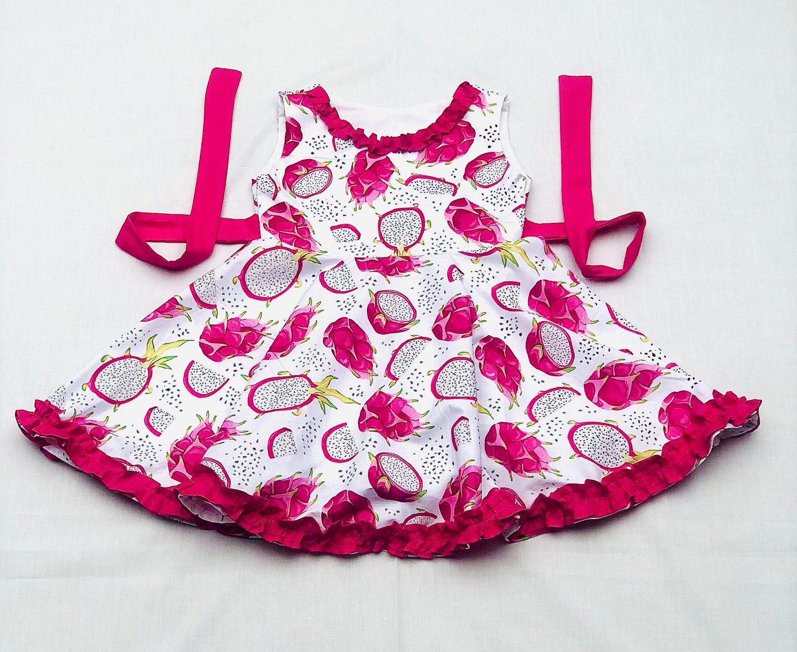 Girls summer dress fruit dress dragon fruit dress birthday Etsy