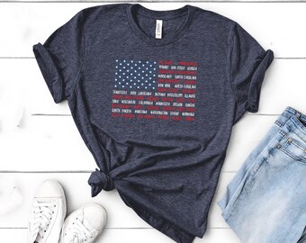 Hawei American Flag T-Shirt Mens Patriotic Shirt USA Flag Stars Stripes Print Short Sleeve Tee Shirt 4th of July Tops