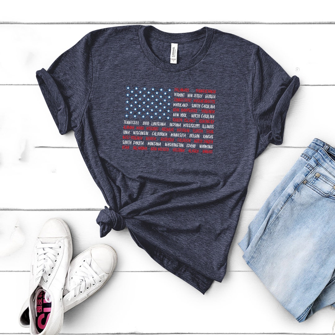 American Flag T Shirt / United States Patriotic / States / - Etsy