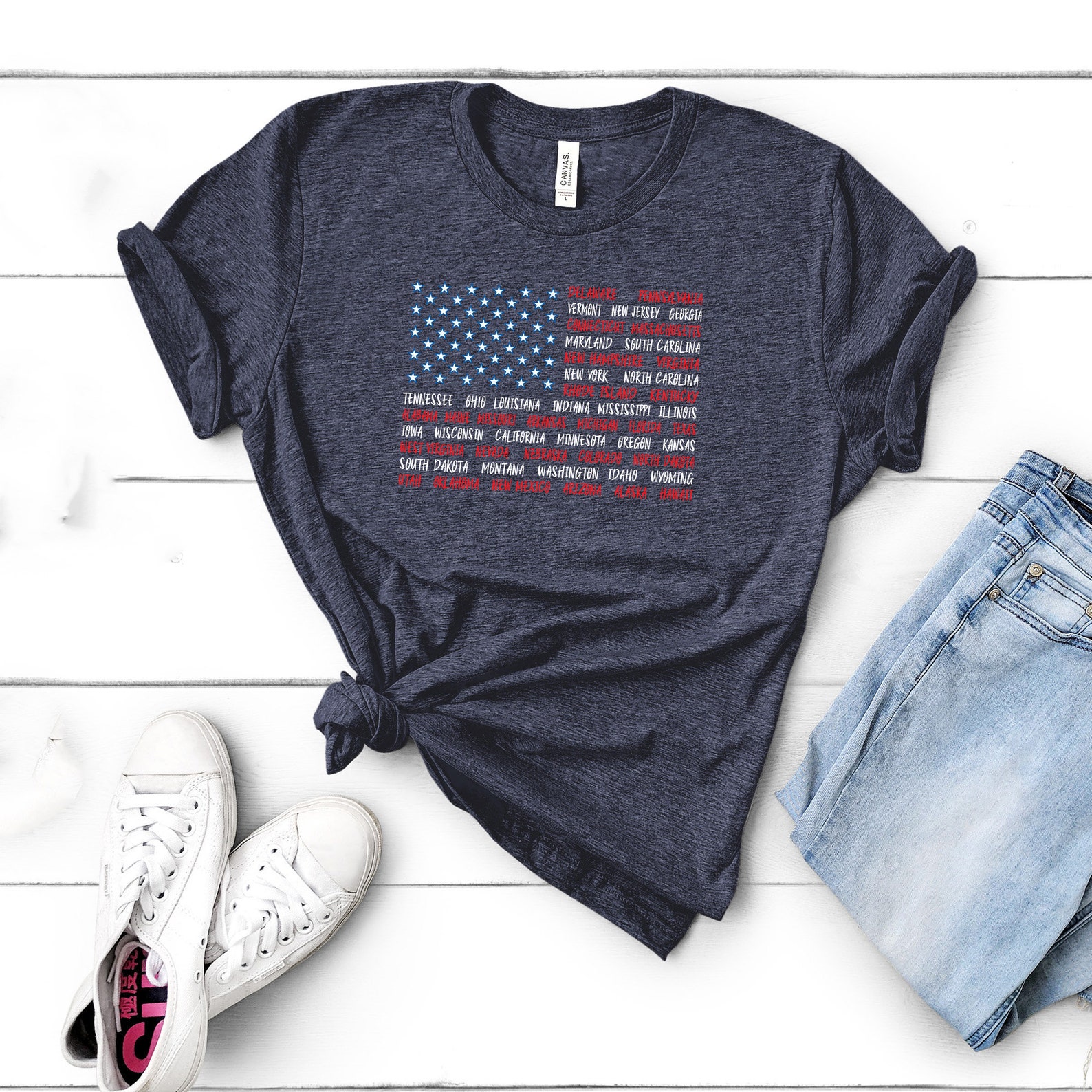 American Flag T Shirt / United States Patriotic / States / Unisex T-shirt Plus Size / Usa Flag T ...
