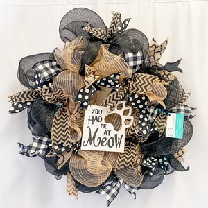 Cat Meow wreath deco mesh front door decor