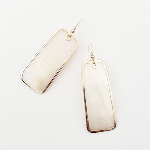 Mother of Pearl Earrings. Rectangle Earrings. Abalone Shell Dangle Earrings. Long Statement Earrings. White MOP Drop Earrings. Gift for Mom