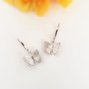 Butterfly Earrings Silver. Butterfly Hoop Huggies. Butterfly Dangle Drop Dainty. Trendy Minimal.  Nature Inspired Jewelry. Gift for Daughter