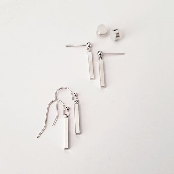 Bar Earrings. Short Silver Bar Earrings. Bar Dangle Earrings. Bar Drop Earrings. Bar Stud Earrings. Daily Earrings. Simple Drop Earrings.