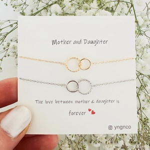 Mothers Day Gift,Mother Daughter Necklace,Interlocking Circle Necklace,Two Circle Link Necklace,Meaningful Jewelry Gift for Mom,Sister Gift