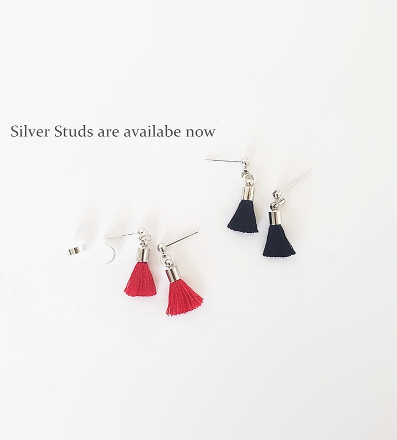 Mini Tassel Earrings. Small Tassel Earrings on Gold Stud. Tiny Etsy