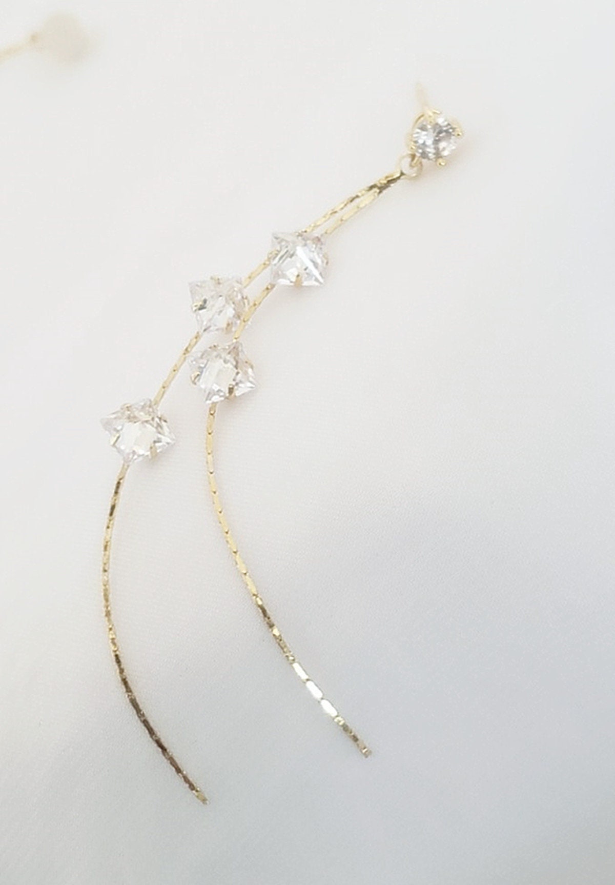 Thin Yard CZ Earrings main image 0