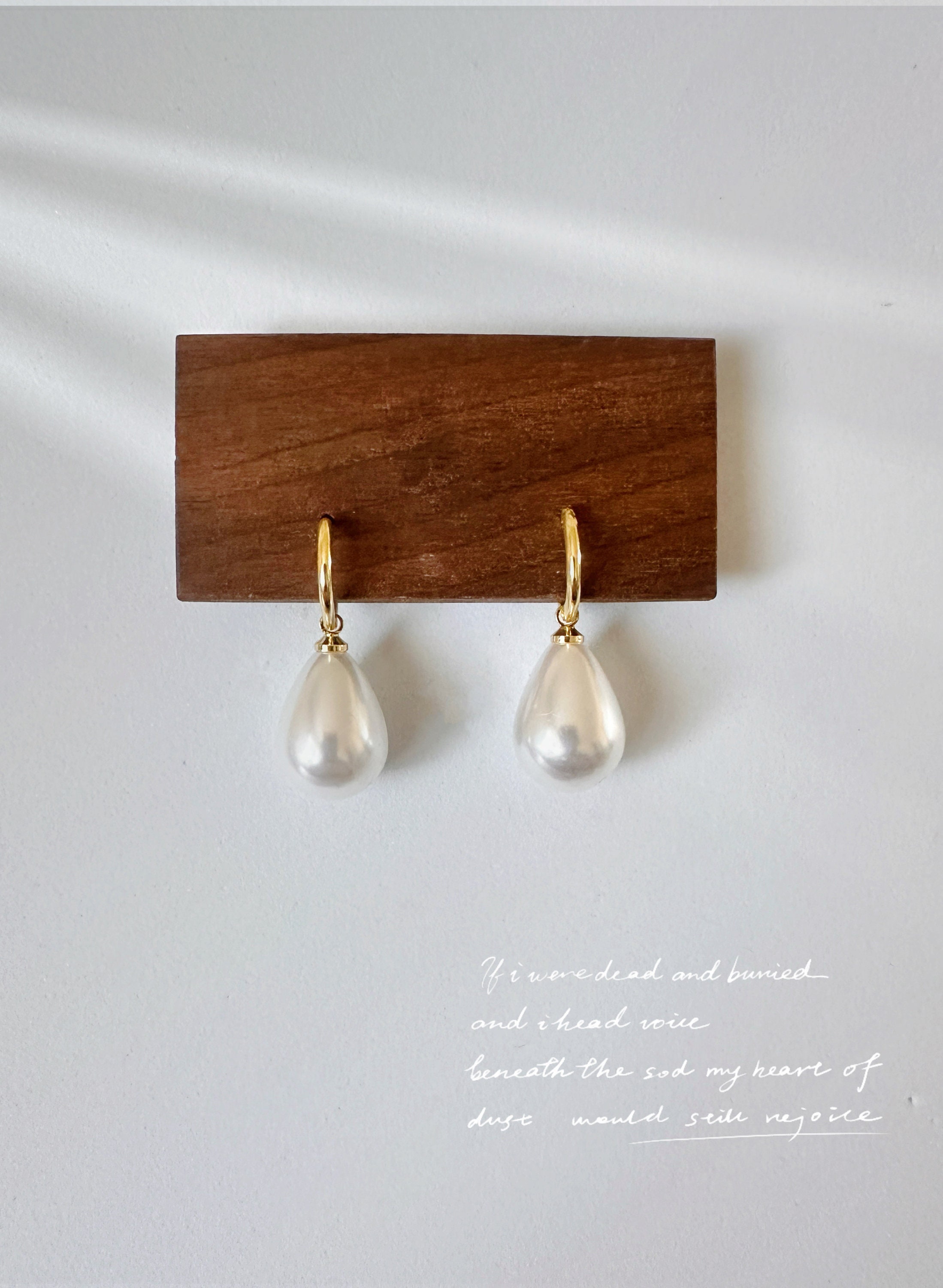Large Teardrop Pearl Drop Earrings, One Single Pearl Dangle