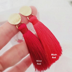 Long Tassel Earrings. Red Tassel Earrings. Red Dangle Earrings. Orange Tassel Earrings.  Summer Beach Jewelry. Edgy Earrings