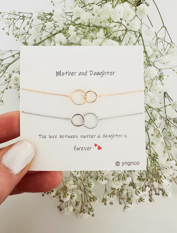 Mothers Day Gift,Mother Daughter Necklace,Interlocking Circle Necklace,Two Circle Link Necklace,Meaningful Jewelry Gift for Mom,Sister Gift
