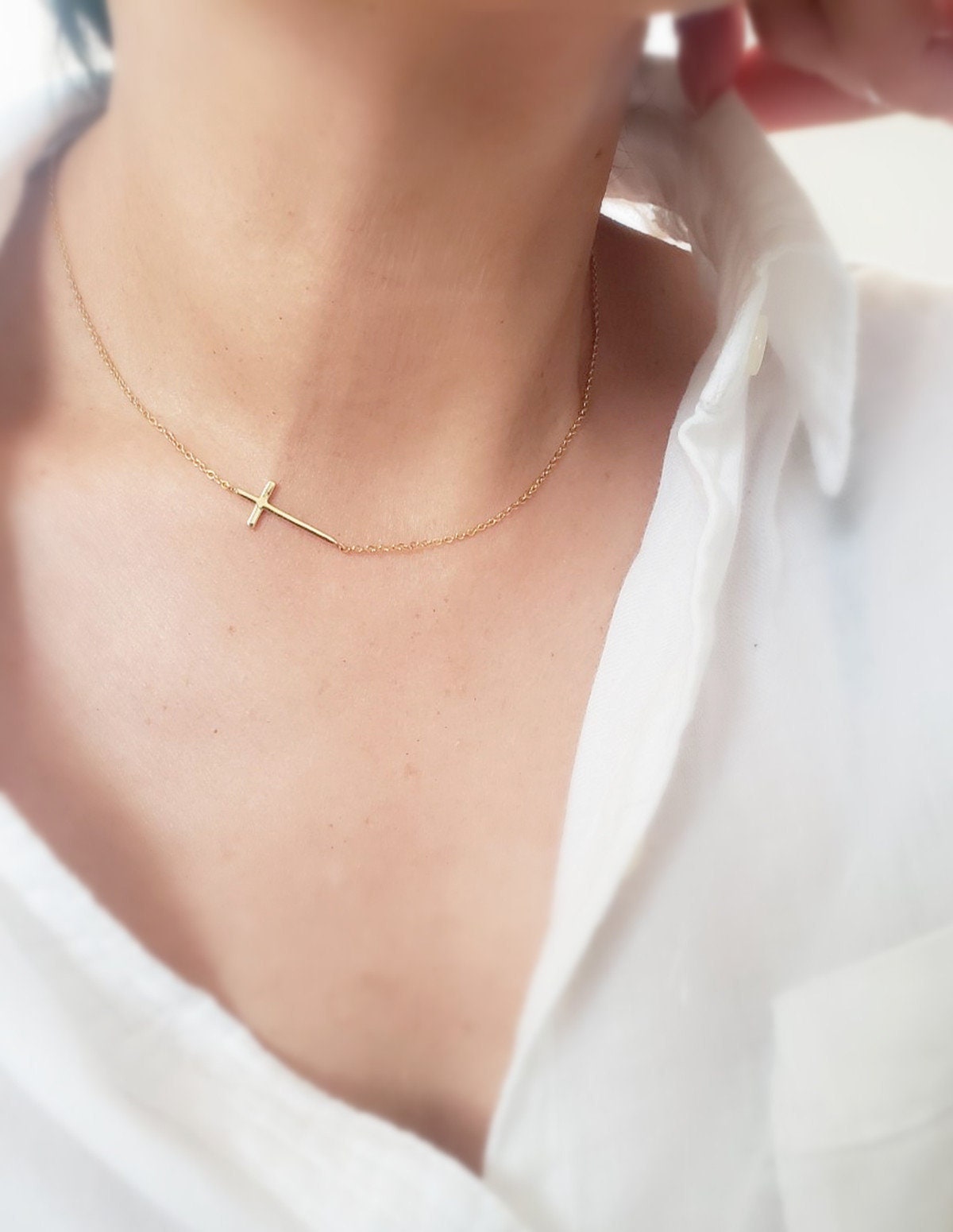 Horizontal Cross Necklace