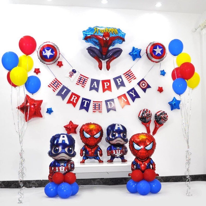 Captain America Spiderman Balloon Set Foil Kids Hero Birthday