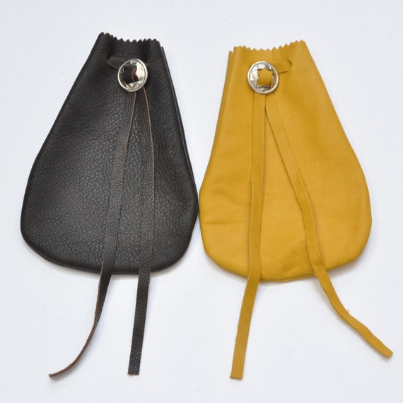 Pouch bags Money pouch Drawstring leather pouch Small leather pouch Key pouch Coin Purse Dark brown Tobacco pouch Leather pouch bag