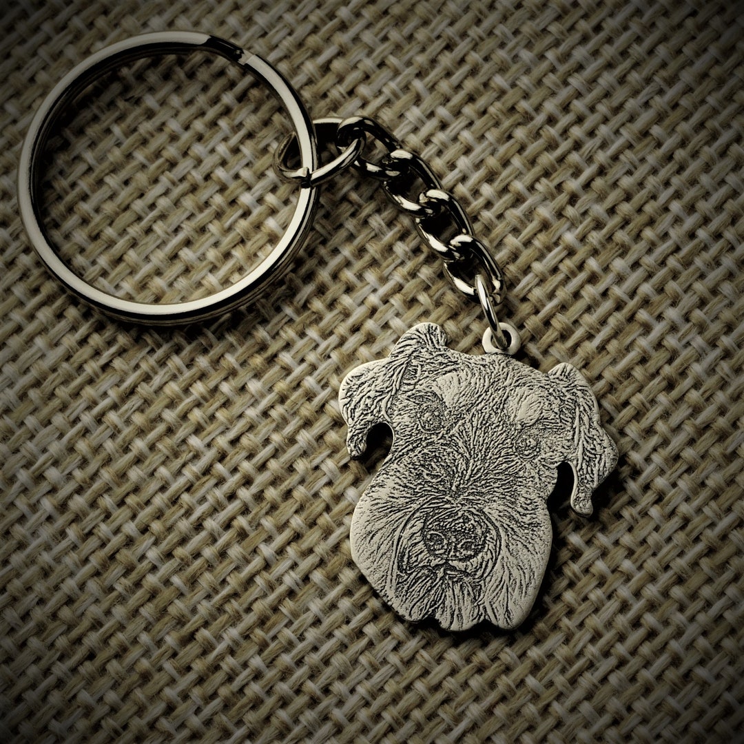 Personalized Pet Keychain in Sterling Silver, Engraving Pendant Etsy