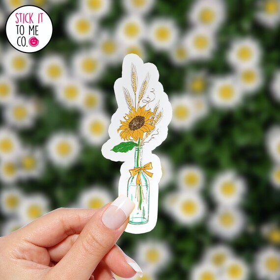 Vinyl Sticker Waterproof Decal Pansies in Mason Jar Vinyl Sticker Waterproof Decal Pansies in Mason Jar