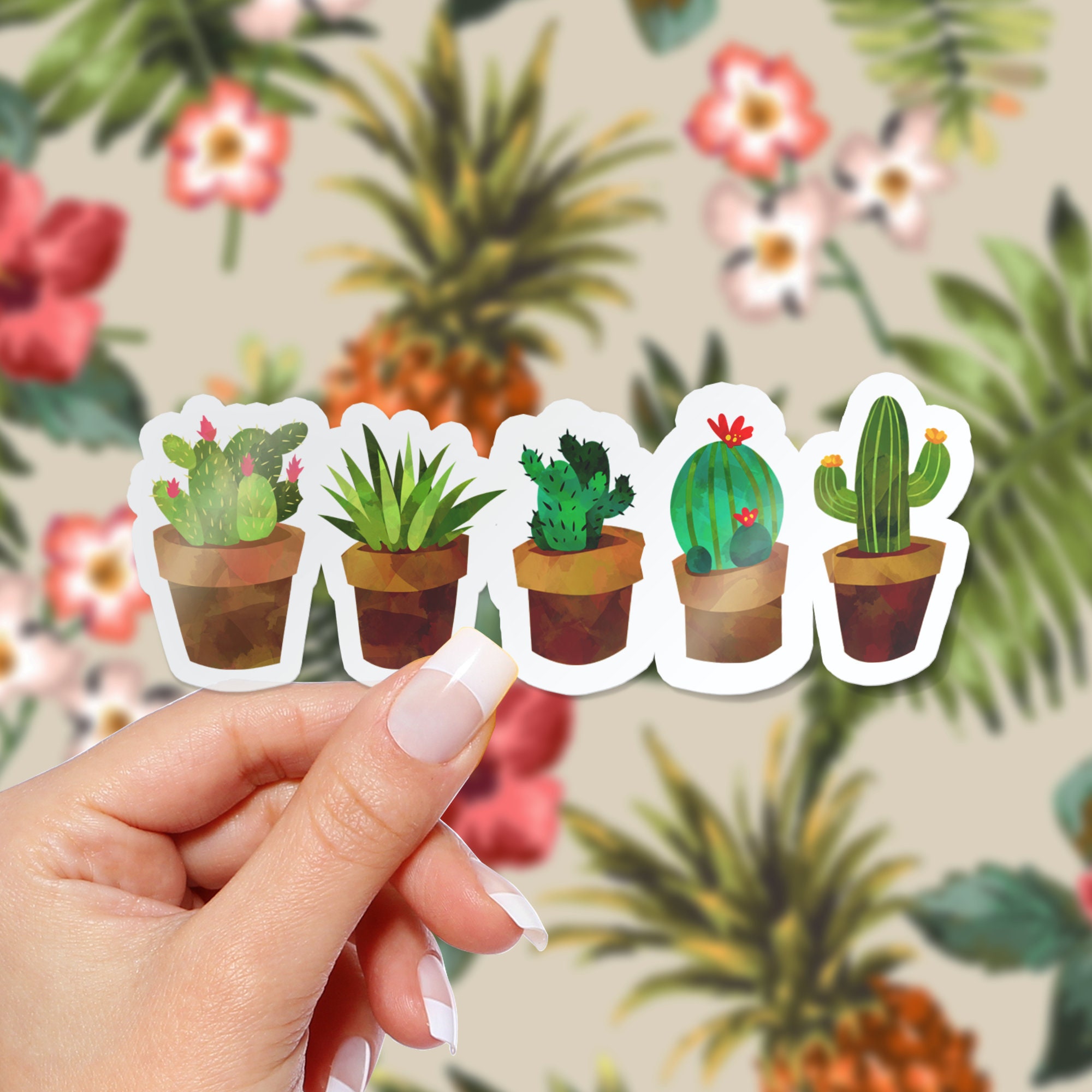 Cactus Vinyl Sticker Boho Vinyl Stickers Laptop Stickers Etsy