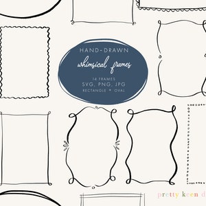 Clipart de Borda Doodle para Casamento e Convites | Molduras Excêntricas e Caprichosas Desenhadas à Mão | Scrapbooking Digital | Molduras SVG para Editar no Canva