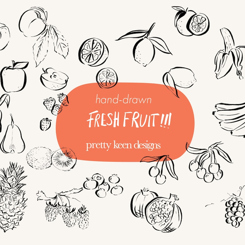 Pear Sketch Clipart - Etsy UK