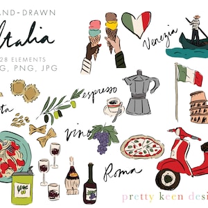 Clipart SVG Italia / Scrapbooking digitale vacanze italiane / Clipart viaggi / Adesivo italiano stampabile