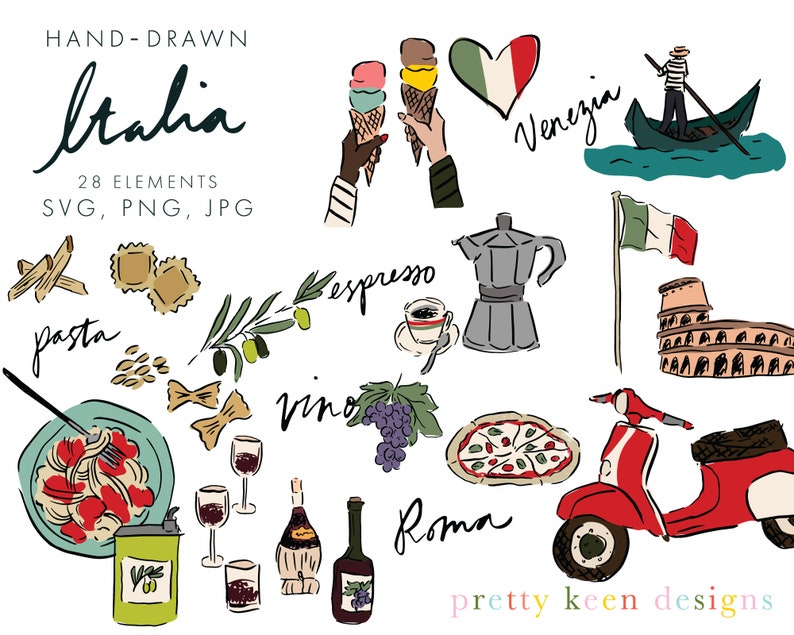 Italy Clipart SVG Italian Vacation Digital Scrapbooking - Etsy